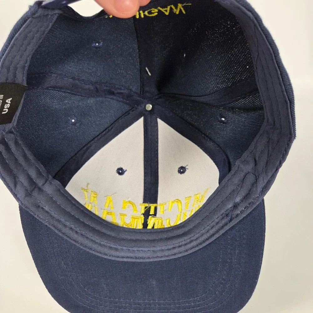 Michigan Snapback Hat Navy Blue Yellow Collegiate Streetwear Adjustable Cap NWT
